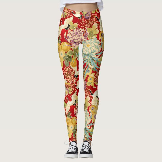 Legging Caneleiras chinesas do impressão floral (Frente)