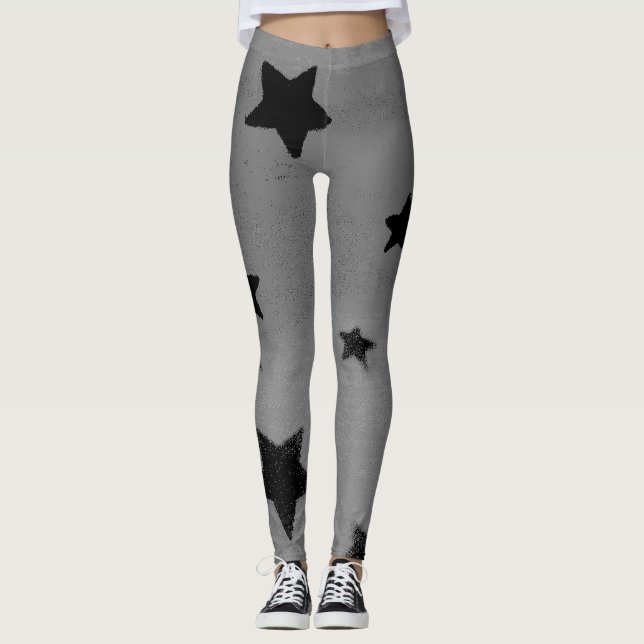 Legging Caneleiras cinzentas estrelados (Frente)