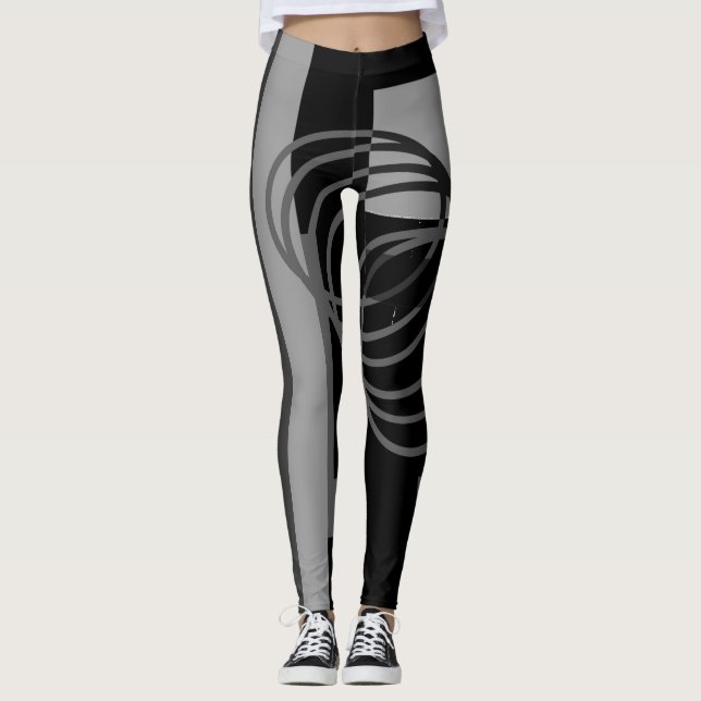 Legging Caneleiras cinzentas pretas (Frente)