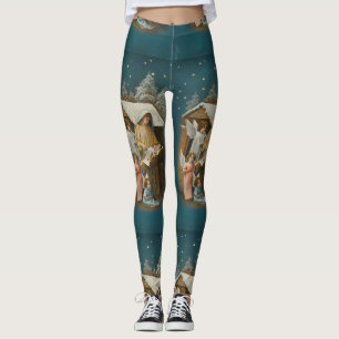 Legging Caneleiras coloridas da cena da natividade do