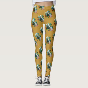 Legging Caneleiras coloridas do costume da arte da folha