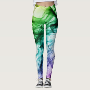 Legging Caneleiras coloridas do design da arte do fumo