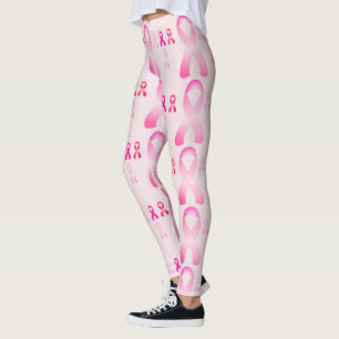Legging Caneleiras cor-de-rosa da consciência da fita do