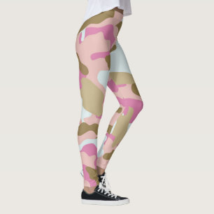 Legging Caneleiras cor-de-rosa e Khaki de Camo