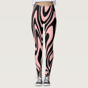 Legging Caneleiras cor-de-rosa e pretas