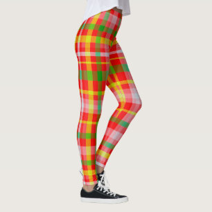 Legging Caneleiras cor-de-rosa e verdes amarelas vermelhas