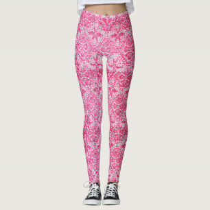 Legging Caneleiras cor-de-rosa luxuosas do laço