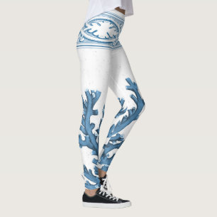 Legging Caneleiras corais azuis