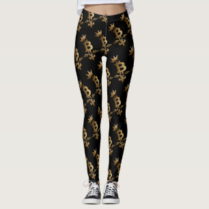 Legging Caneleiras criptos douradas de Bitcoin