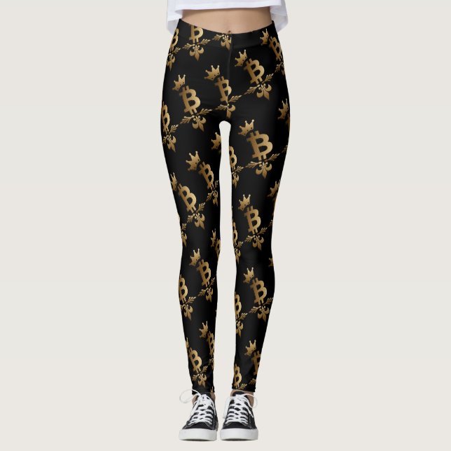 Legging Caneleiras criptos douradas de Bitcoin