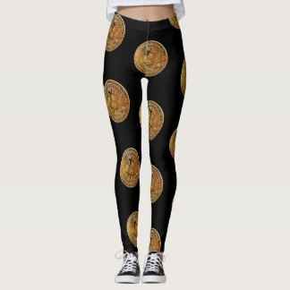 Legging Caneleiras criptos pretas do Bitcoin das mulheres