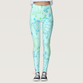 Legging Caneleiras da água azul das tartarugas
