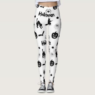Legging Caneleiras da aranha da bruxa do bastão da abóbo