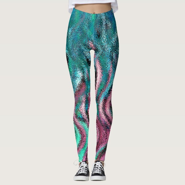 Legging Caneleiras da arte abstracta pelo artista Kevin (Frente)