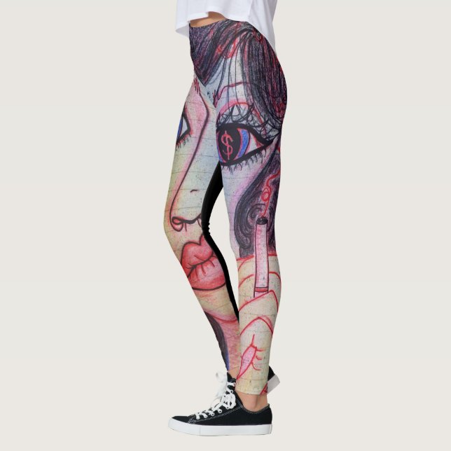 Legging Caneleiras da arte de LuckyPen (Esquerda)