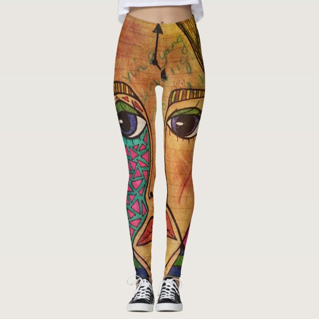 Legging Caneleiras da arte de LuckyPen (Frente)