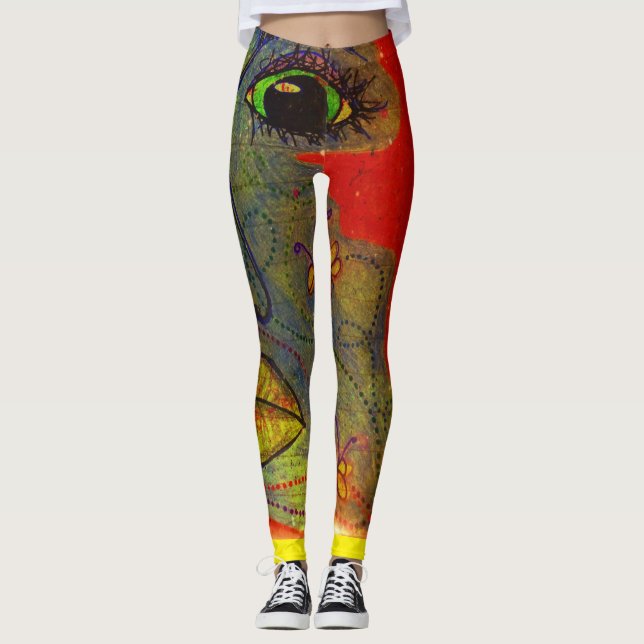 Legging Caneleiras da arte de LuckyPen (Frente)