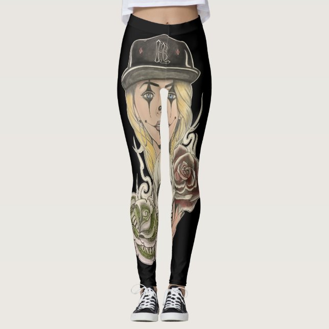 Legging Caneleiras da arte do Chicano (Frente)