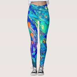 Legging Caneleiras da arte do oceano,