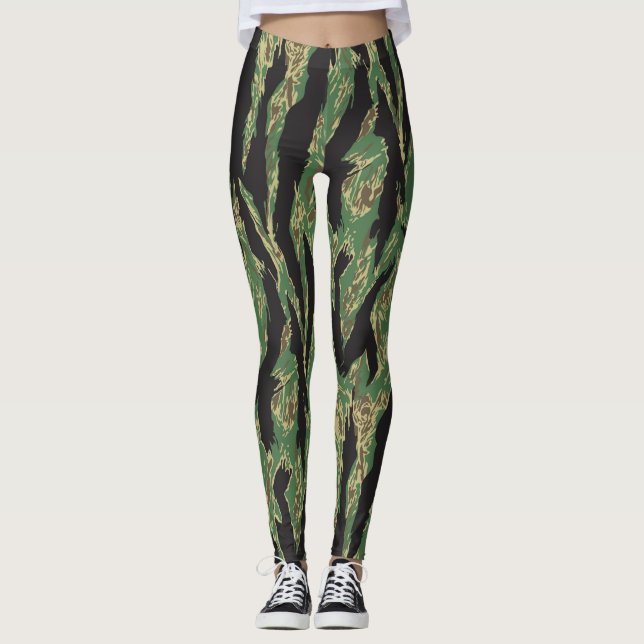 Legging Caneleiras da camuflagem da listra do tigre (Frente)