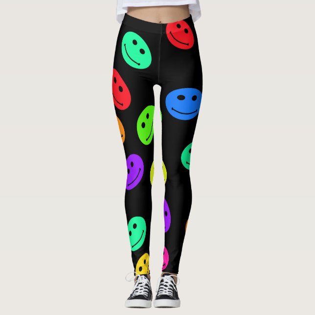 Legging Caneleiras da cara do sorriso (Frente)