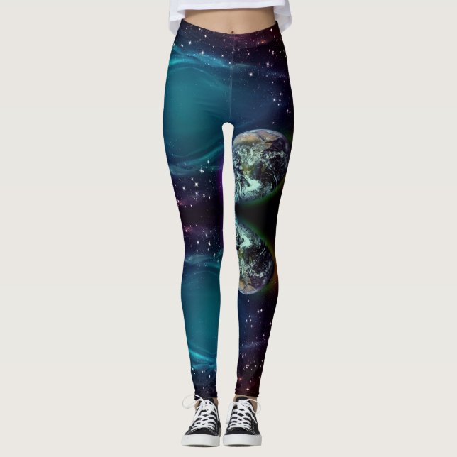 Legging Caneleiras da lua, do planeta e das estrelas (Frente)