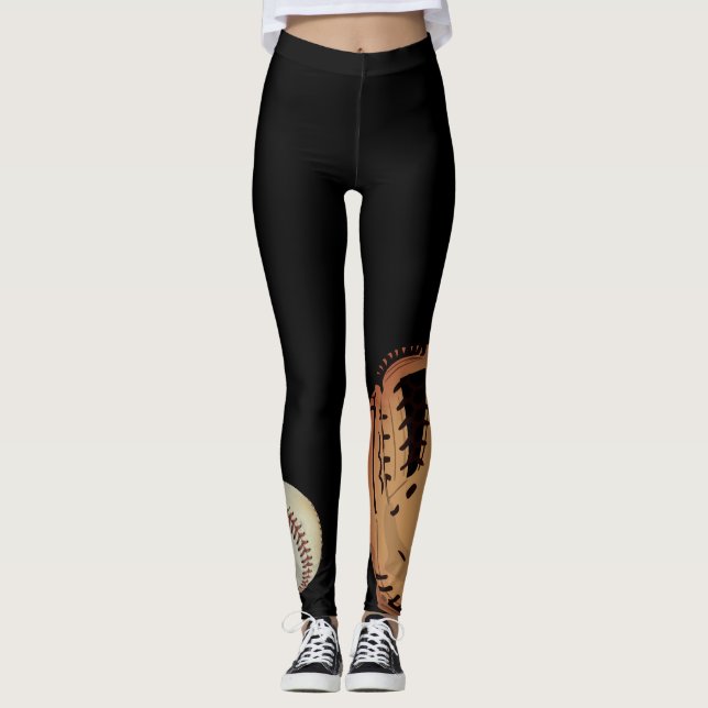 Legging Caneleiras da luva e da bola do softball (Frente)
