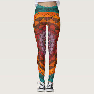 Legging Caneleiras da mandala de Lotus da laranja e da