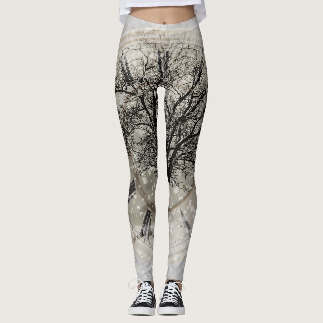 Legging Caneleiras da mandala para a ioga e o Pilates (Frente)