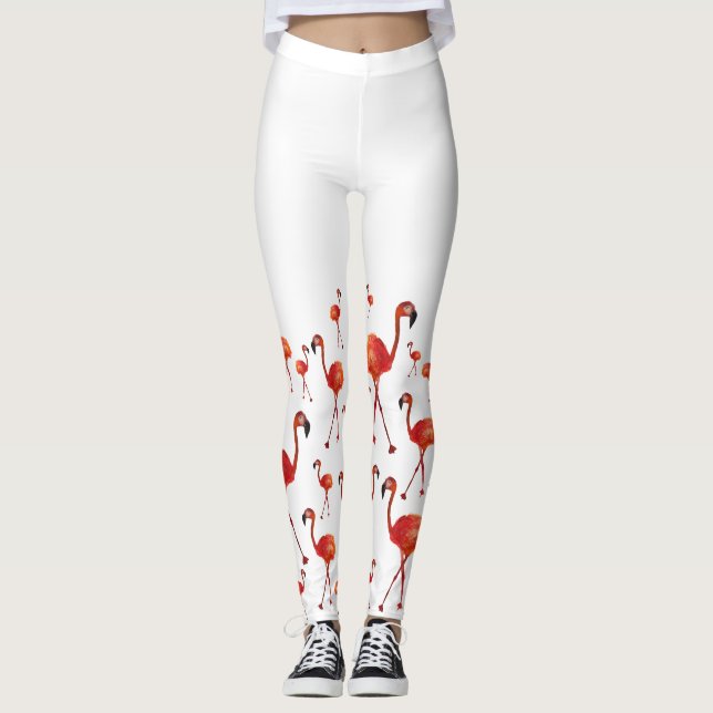 Legging Caneleiras da mania do flamingo (Frente)