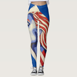 Legging "Caneleiras da mulher americana vermelha, branca e