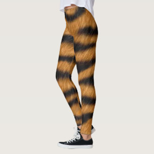 Legging Caneleiras da pele do tigre do falso