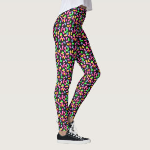 Legging Caneleiras da rainha do Jellybean no preto da vara
