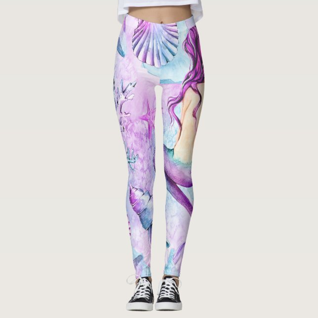 Legging Caneleiras da sereia, as caneleiras das mulheres, (Frente)
