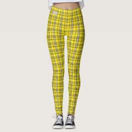 Legging Caneleiras da xadrez do amarelo da COLEÇÃO de
