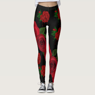 Legging Caneleiras das rosas vermelhas do sangue