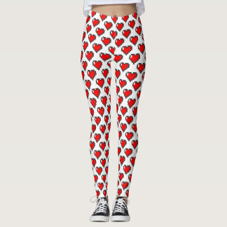 Legging caneleiras de 8 bits do coração