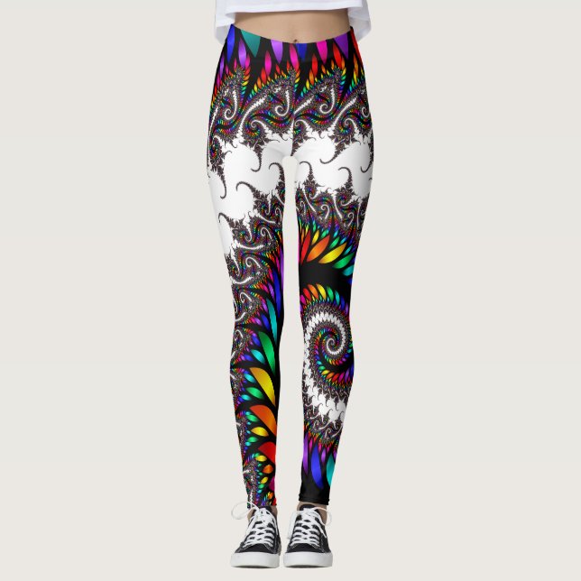 Legging Caneleiras de espiralamento do Fractal (Frente)