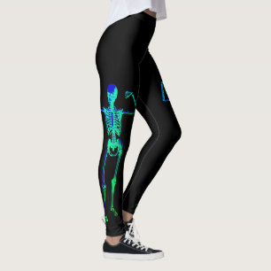 Legging Caneleiras de esqueleto do preto do raio X do Dia