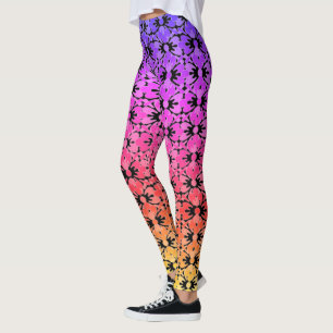 Legging Caneleiras de flower power do arco-íris