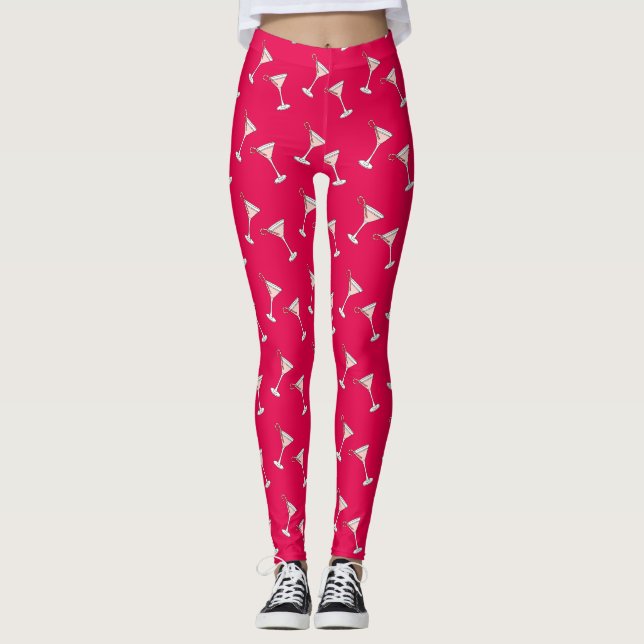 Legging Caneleiras de Martini do Peppermint (feriado do (Frente)