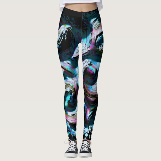 Legging Caneleiras de néon do tsunami projetadas por (Frente)