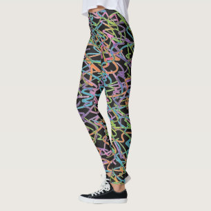 Legging Caneleiras de néon dos grafites