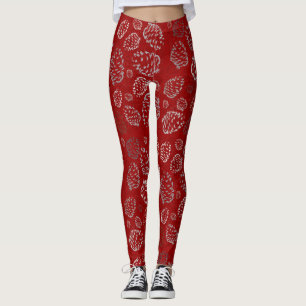 Legging Caneleiras de Pinecone do feriado
