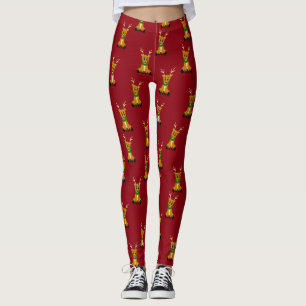 Legging Caneleiras desalinhado bonitos da rena do Natal