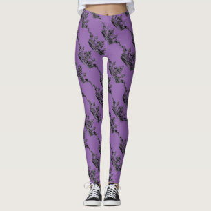 Legging Caneleiras desportivas de Athleisure da coroa roxa