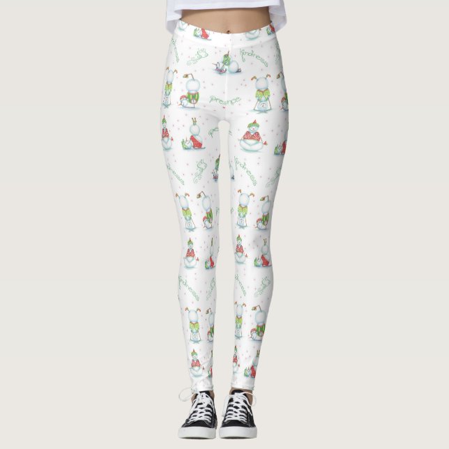 Legging Caneleiras do boneco de neve da ioga (Frente)