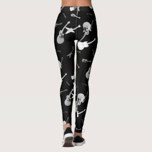 Legging Caneleiras do branco do preto da rocha das
