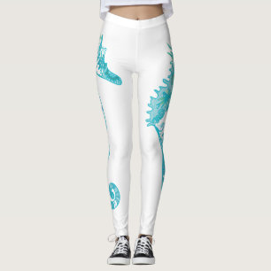 Legging Caneleiras do costume da arte do cavalo marinho