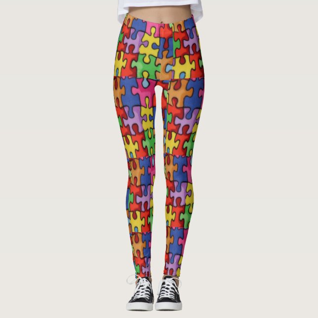 Legging Caneleiras do costume da consciência do autismo (Frente)